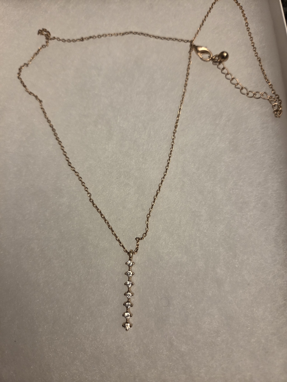 Delicate Gold Drop Necklace with Vertical Crystal Accent